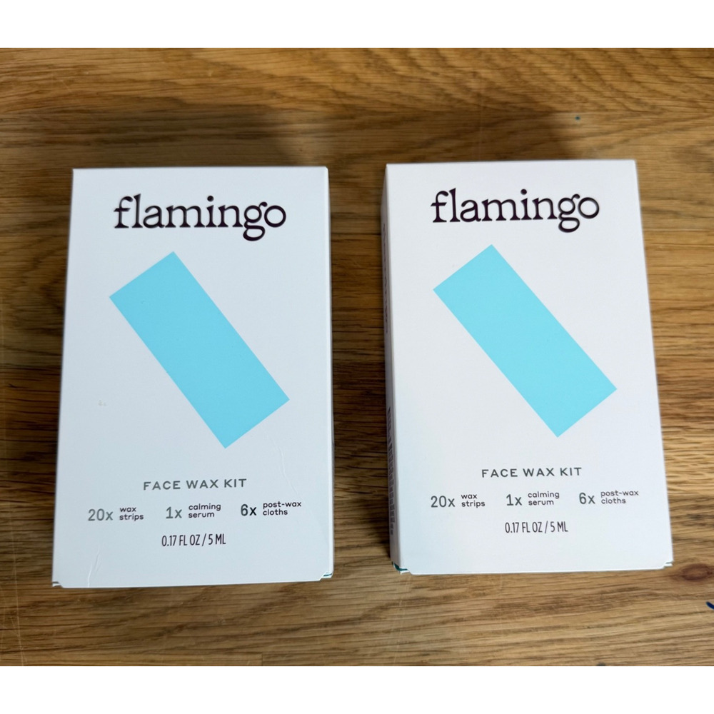 2 PACK Flamingo FACE WAX KIT 20 Strips 1 Calming Serum 6 Cloths PER PACK